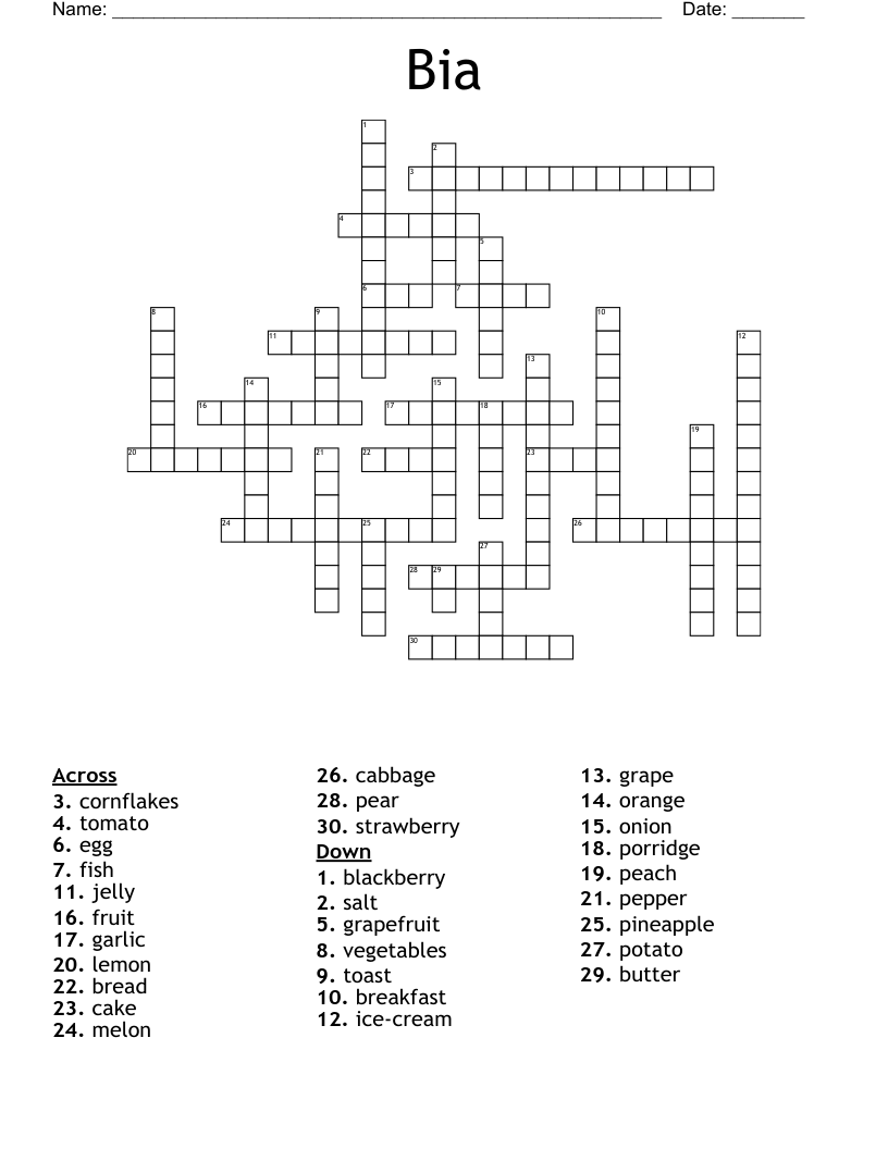 Bia Crossword