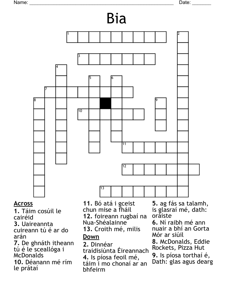 Bia Crossword