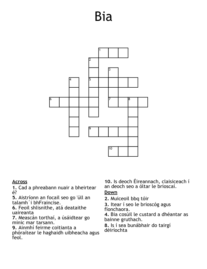 Bia  Crossword