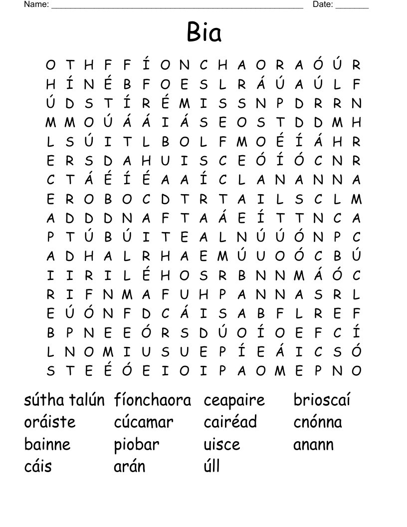 Bia  Word Search