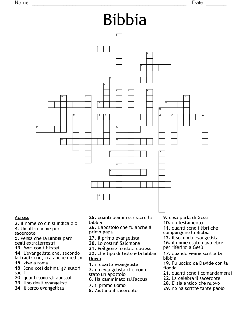 Bibbia Crossword