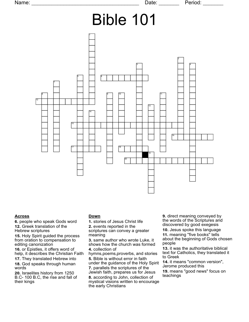 Bible 101 Crossword