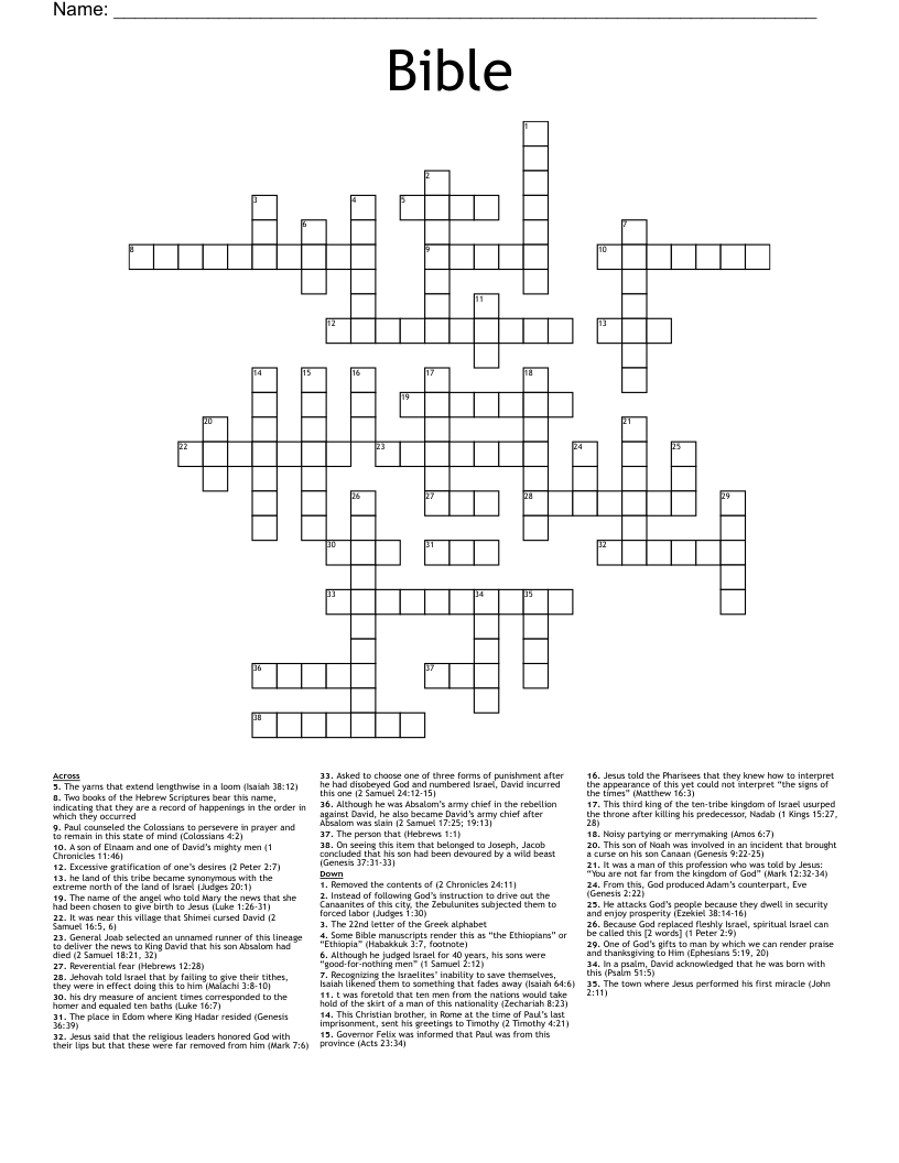 Bible Crossword