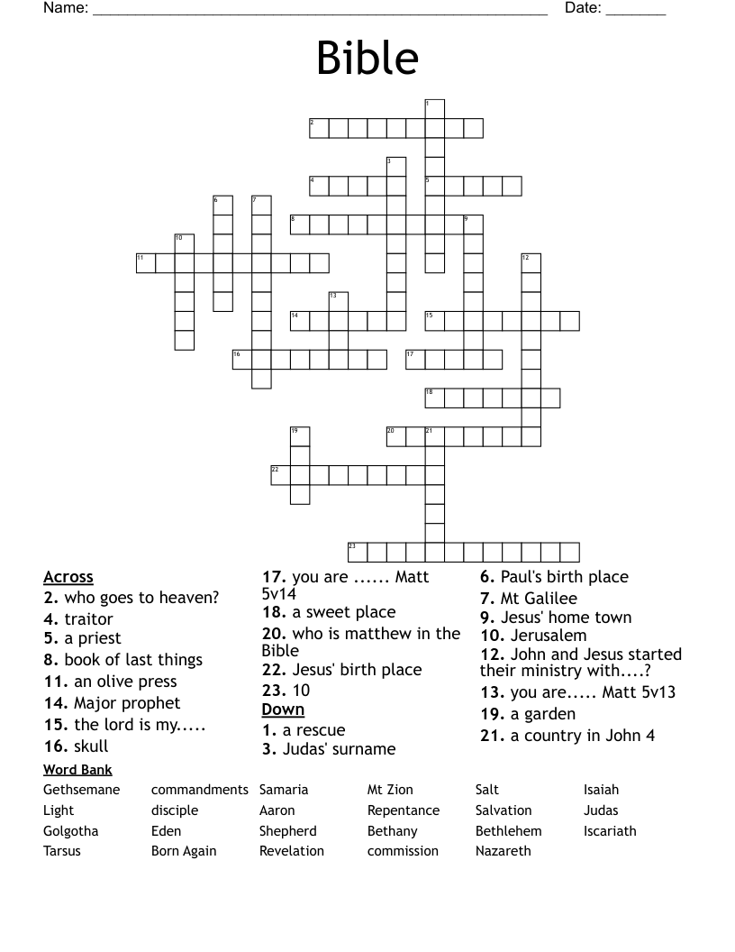 Bible Crossword