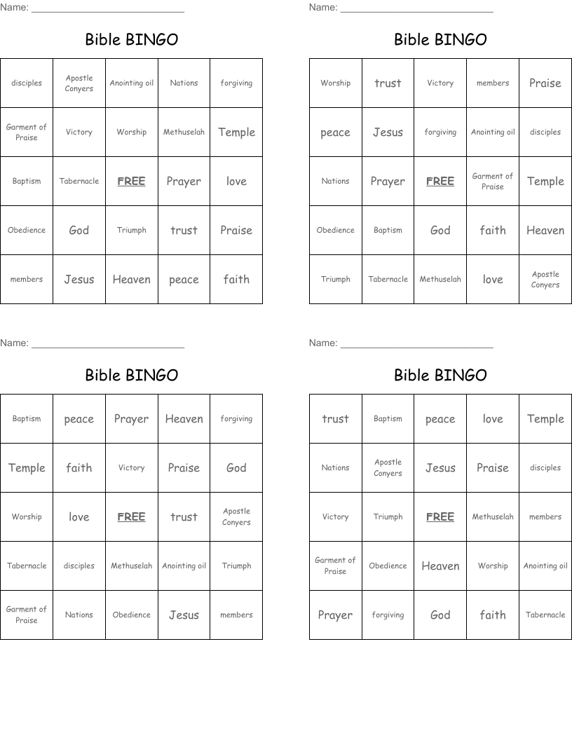 Bible BINGO