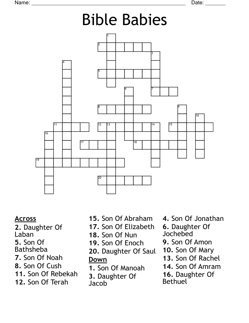 Bible Babies Crossword