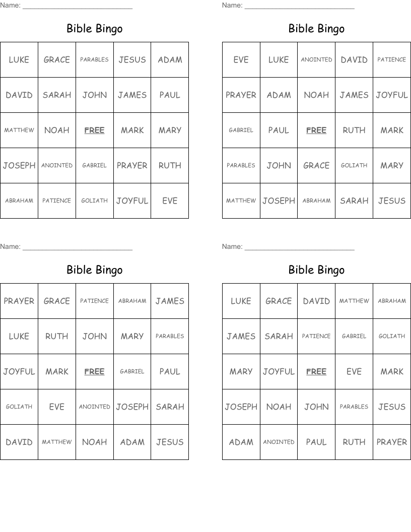 Bible Bingo