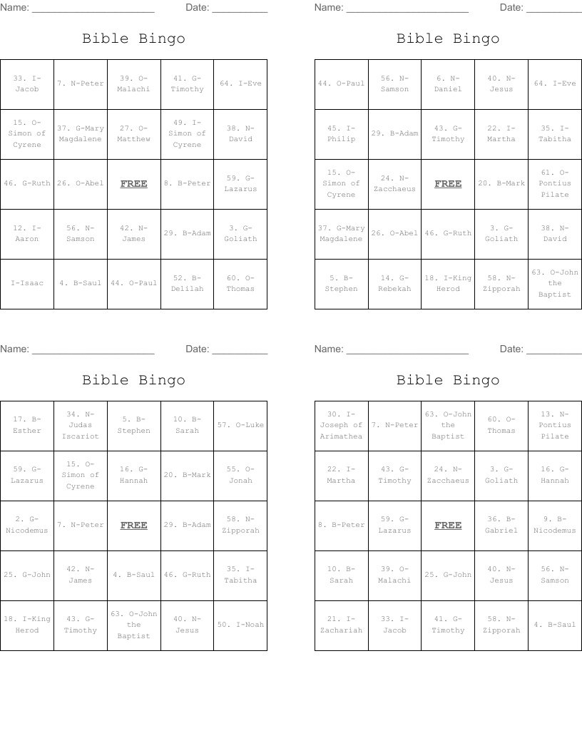 Bible Bingo