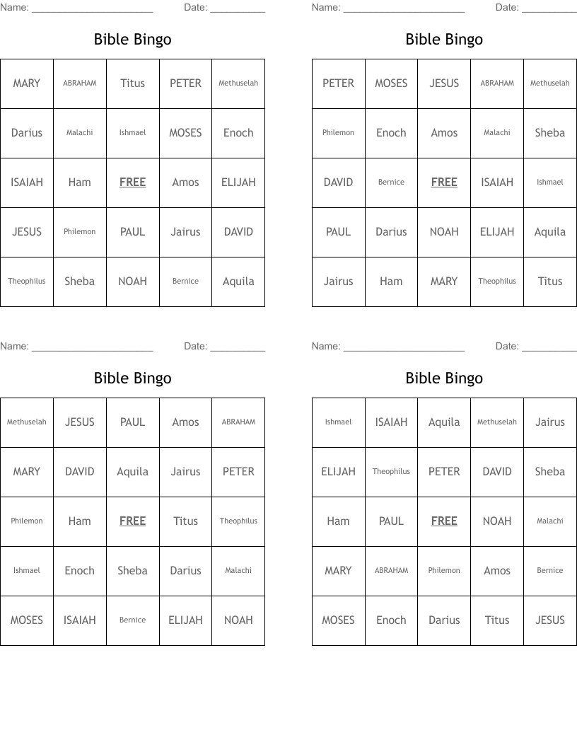 Bible Bingo