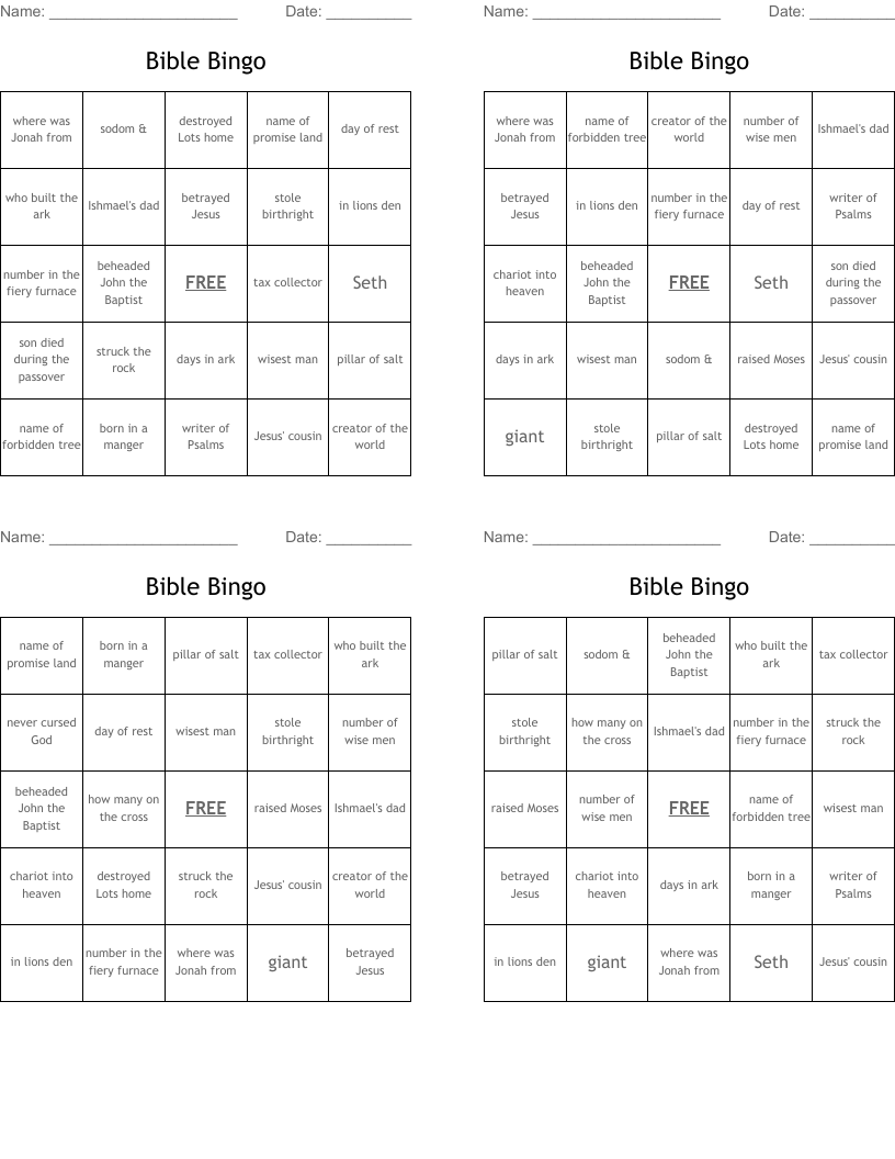 Bible Bingo