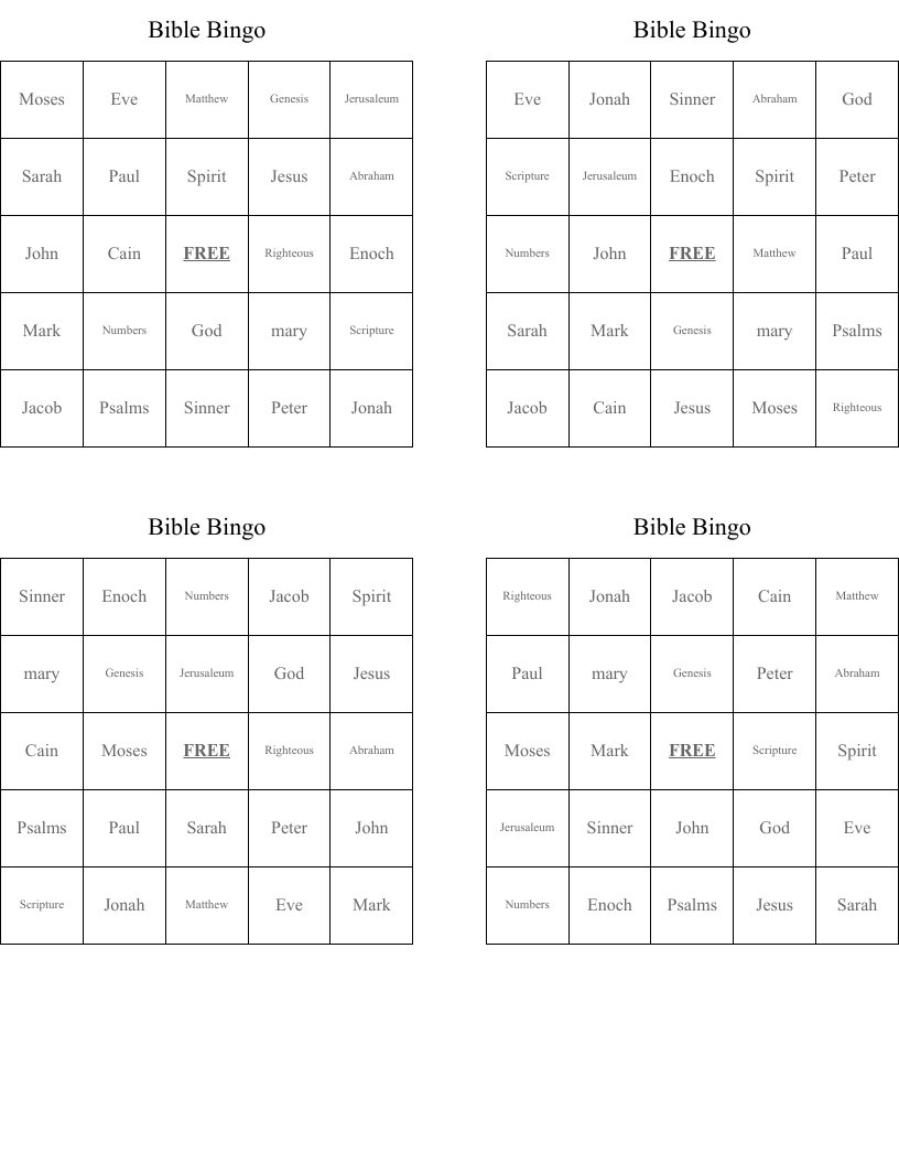 Bible Bingo