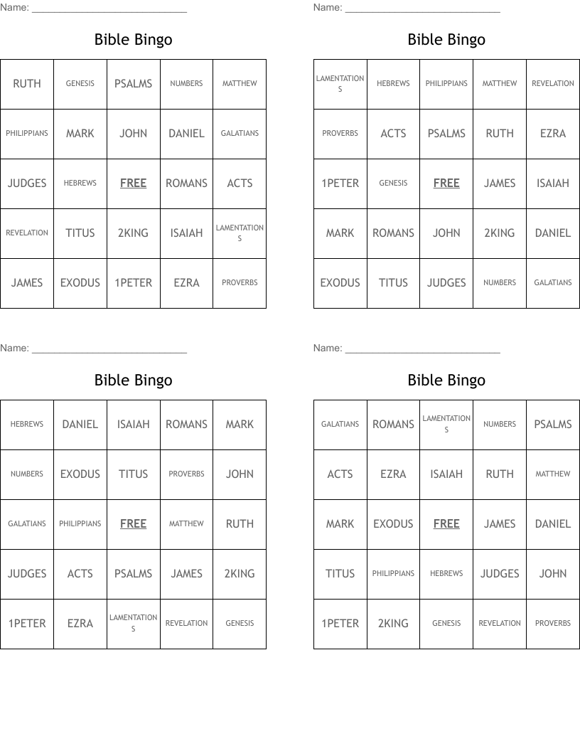 Bible Bingo
