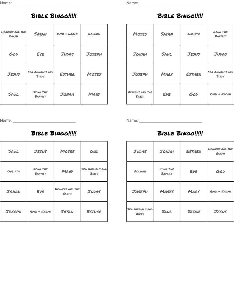 Bible Bingo!!!!!