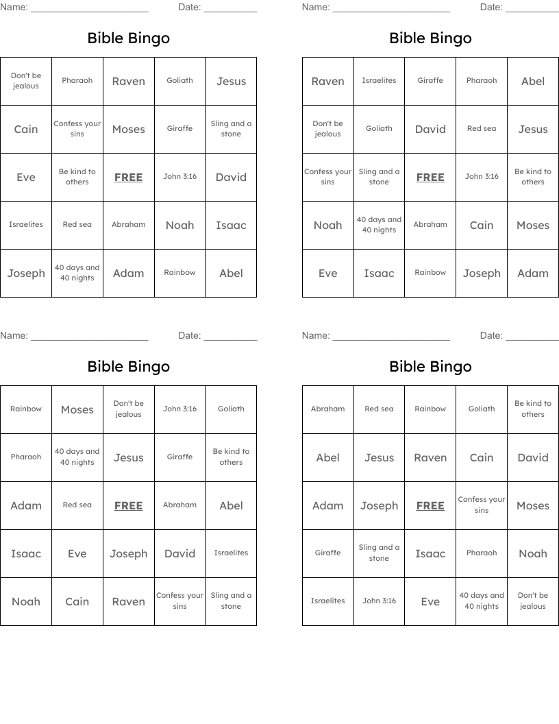 Bible Bingo