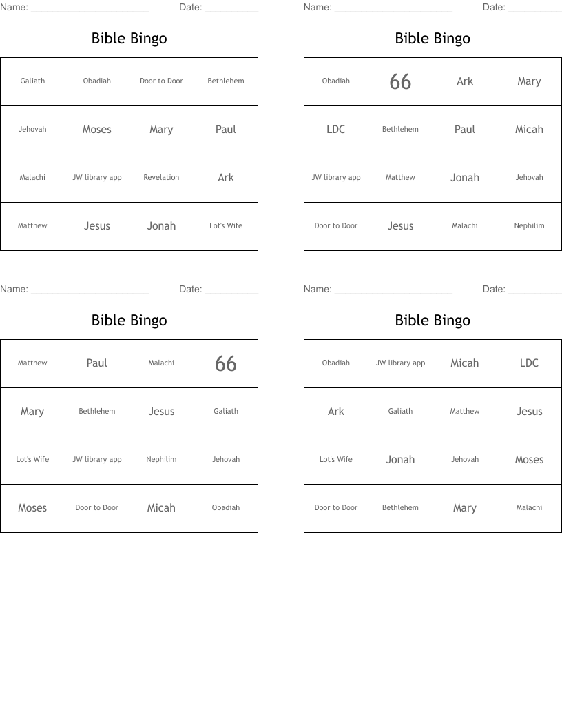 Bible Bingo