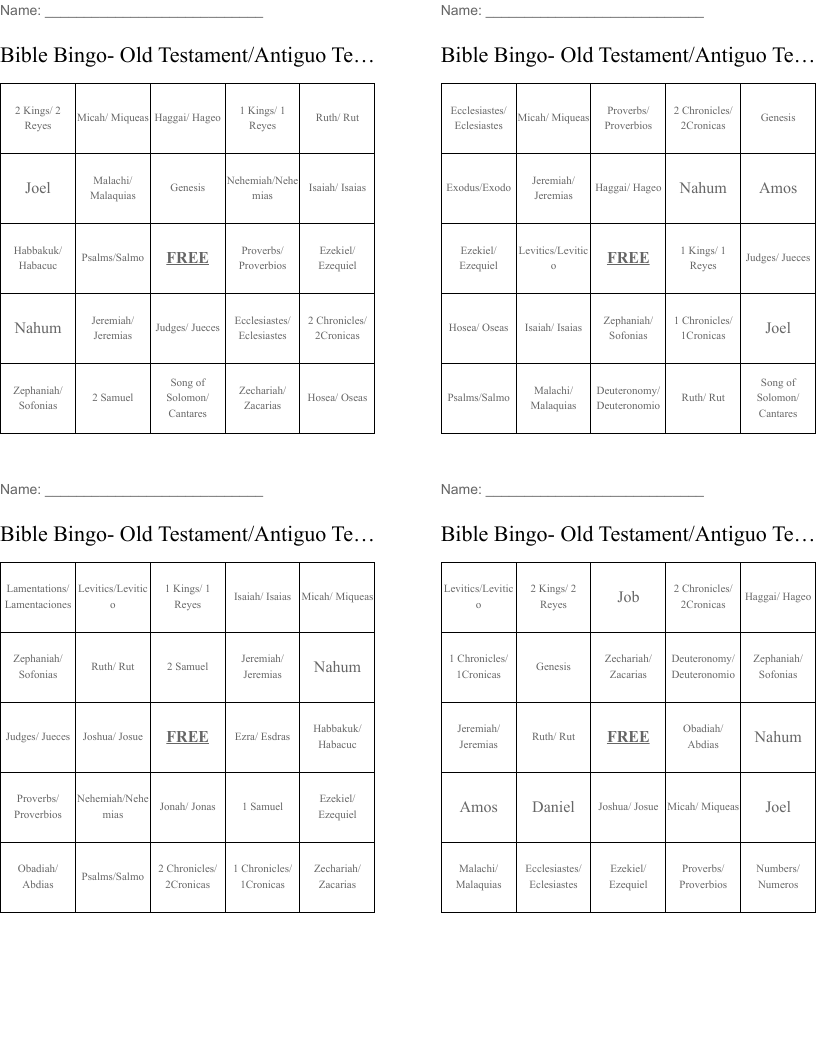 Bible Bingo- Old Testament/Antiguo Testamento  4