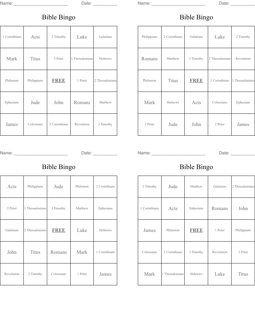 Bible Bingo 