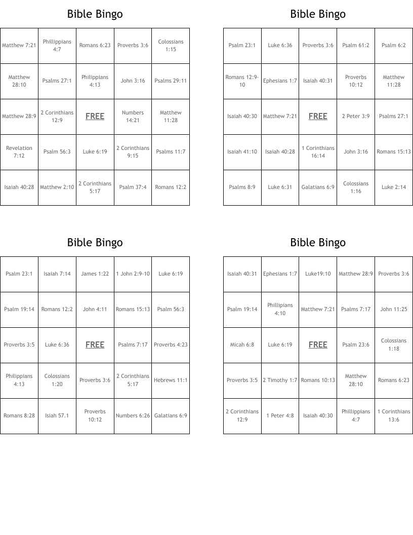 Bible Bingo 