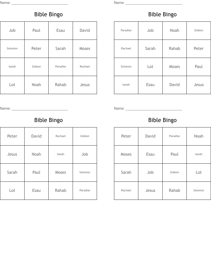 Bible Bingo 