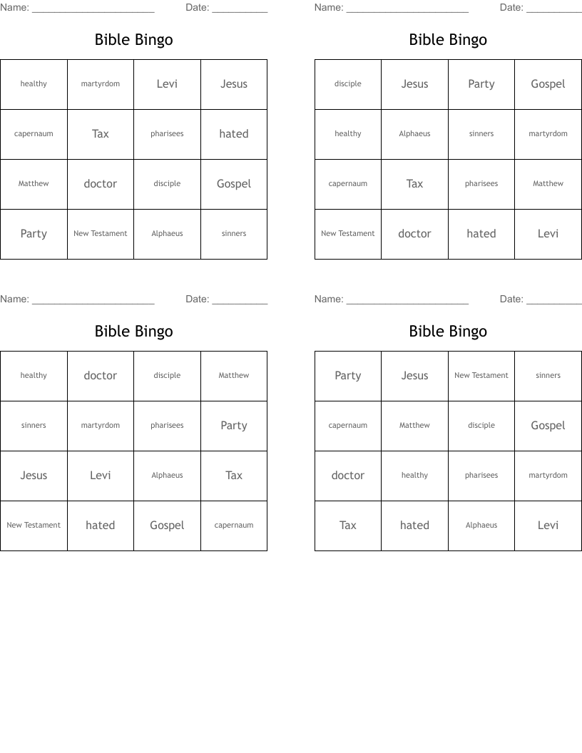 Bible Bingo 