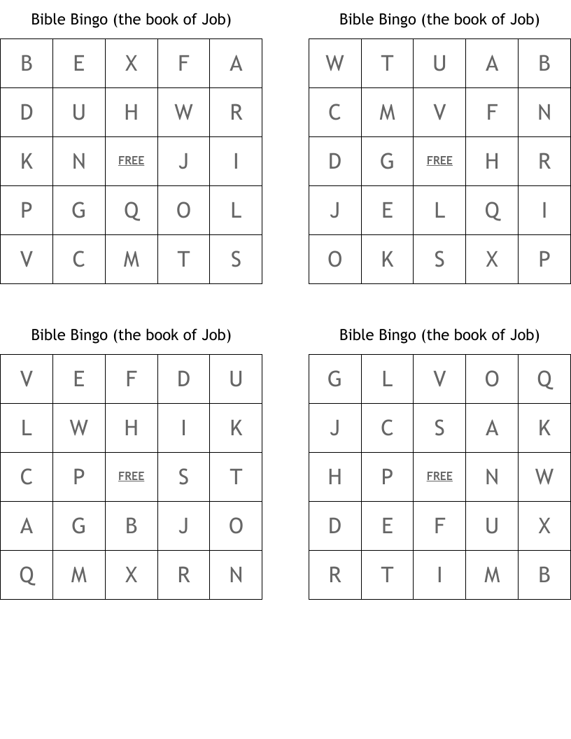 Bible Bingo (the book of Job)