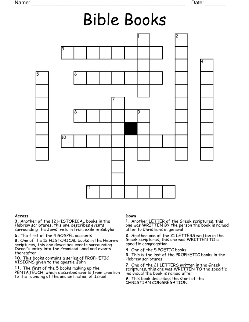 Bible Books Crossword