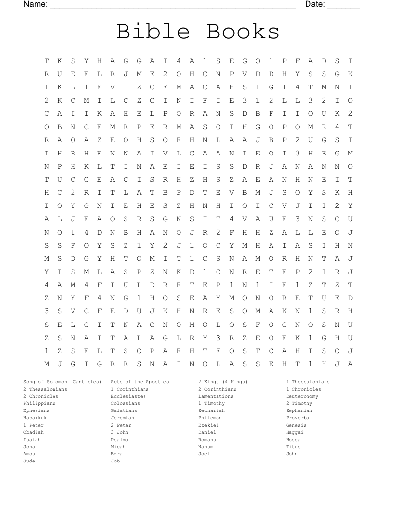 Bible Books Word Search