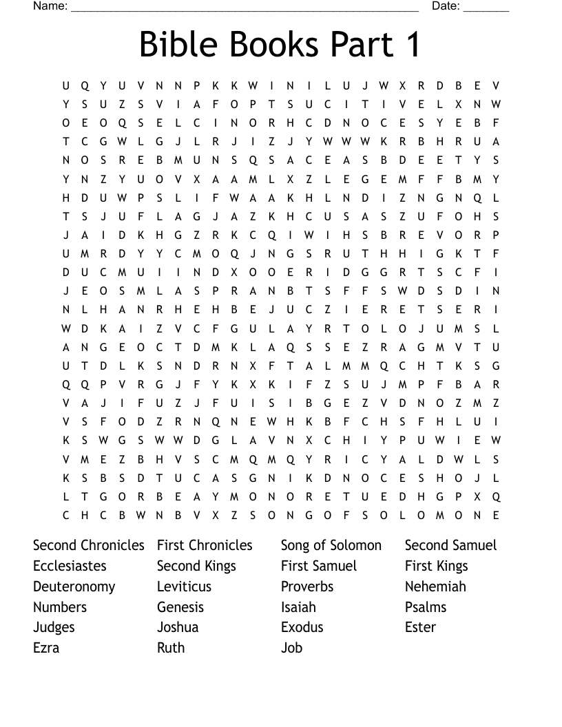 Bible Books Part 1 Word Search
