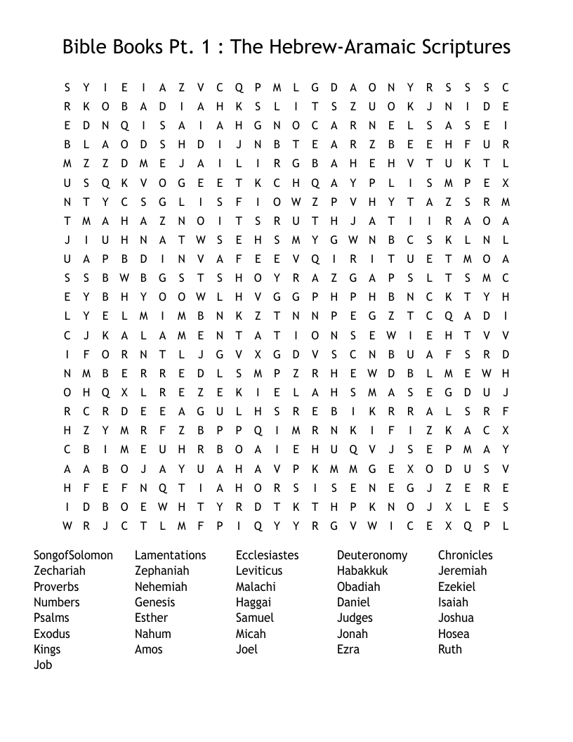 Bible Books Pt. 1 : The Hebrew-Aramaic Scriptures  Word Search