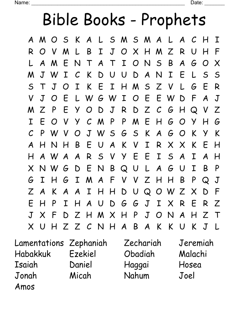 Bible Books - Prophets Word Search