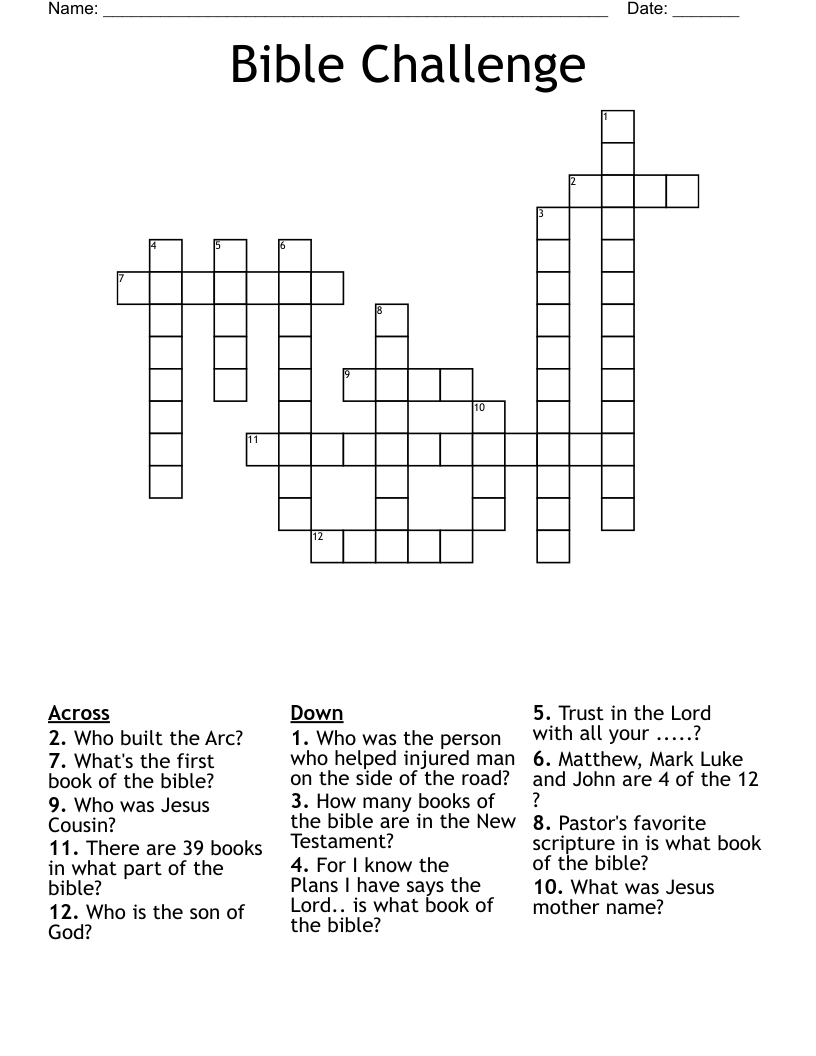 Bible Challenge Crossword