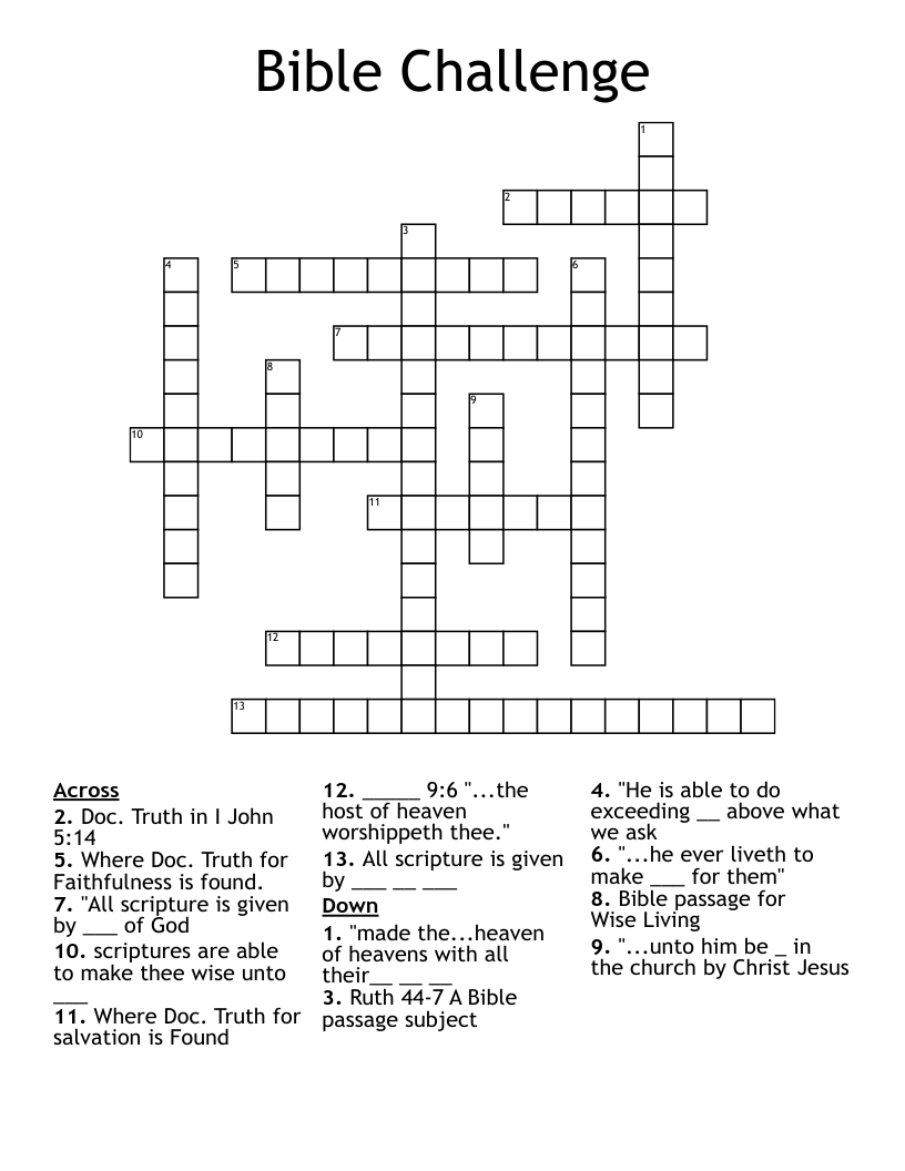 Bible Challenge Crossword
