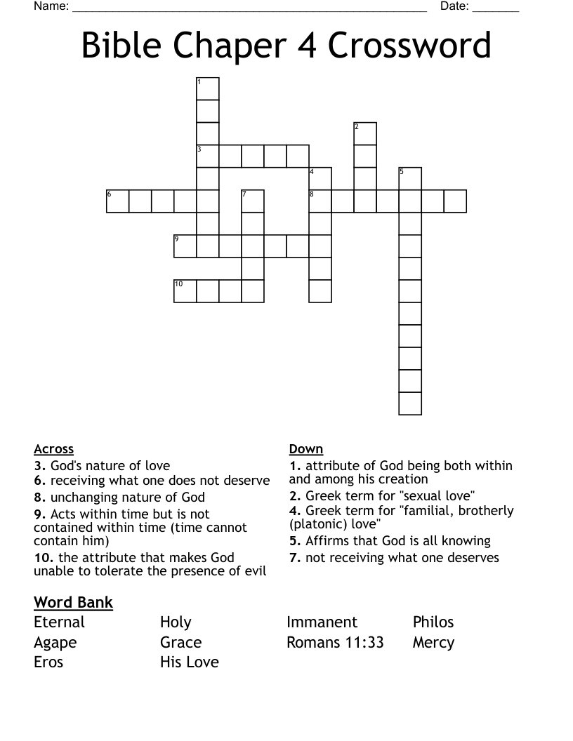 Bible Chaper 4 Crossword