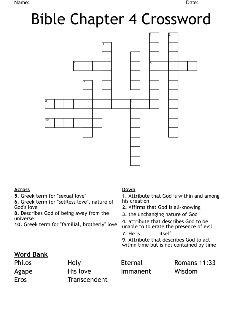 Bible Chapter 4 Crossword