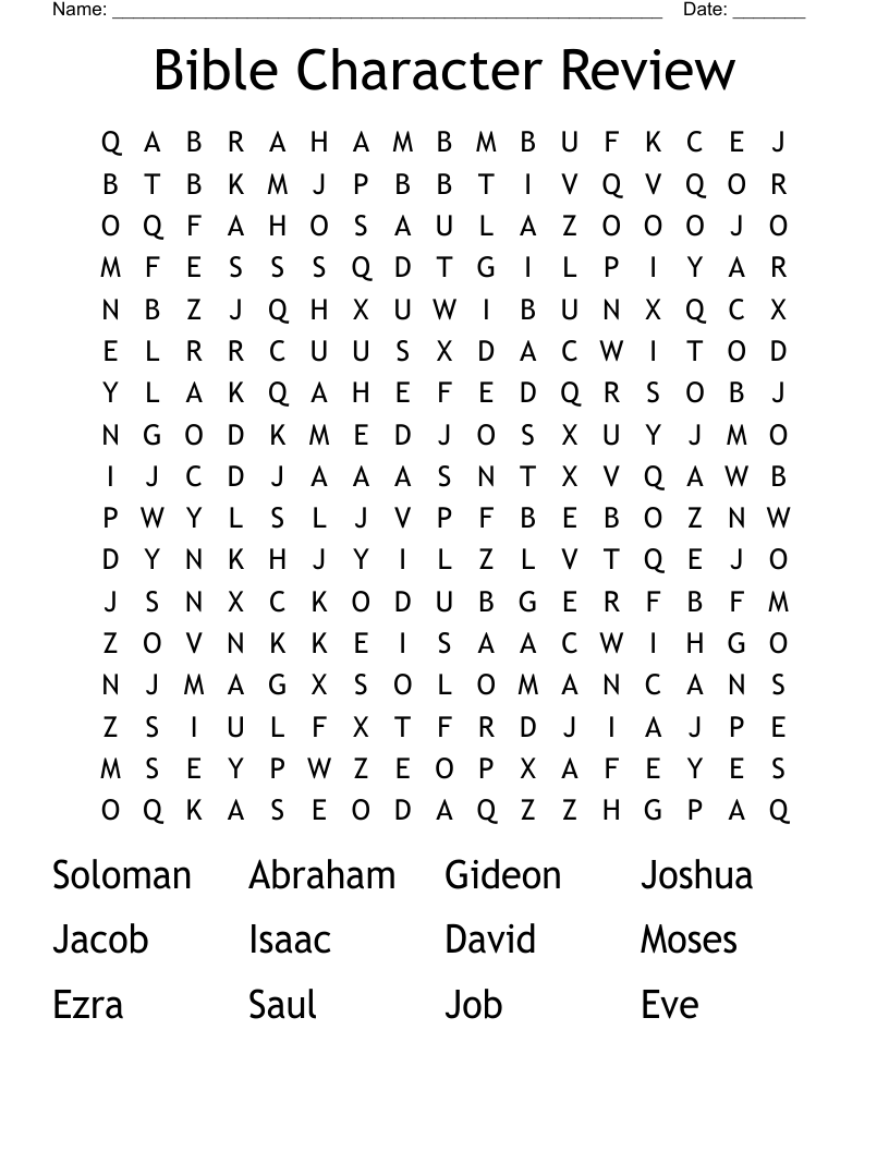 Bible Character Review Word Search