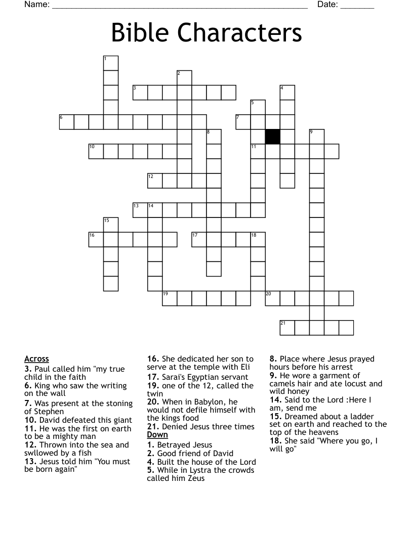 Bible Characters Crossword