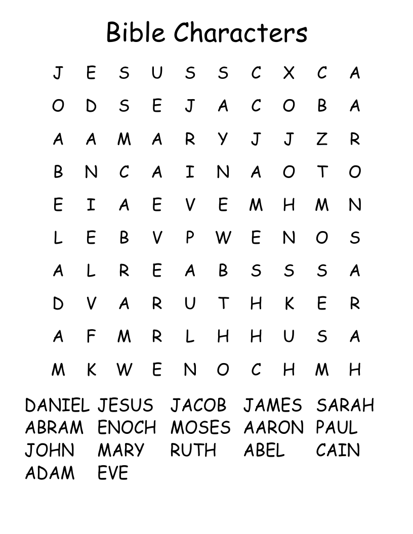 Bible Characters Word Search