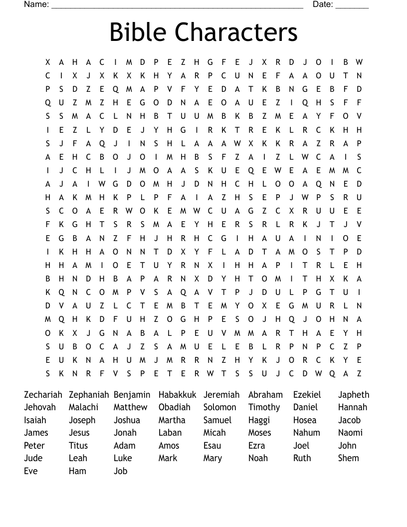 Bible Characters Word Search