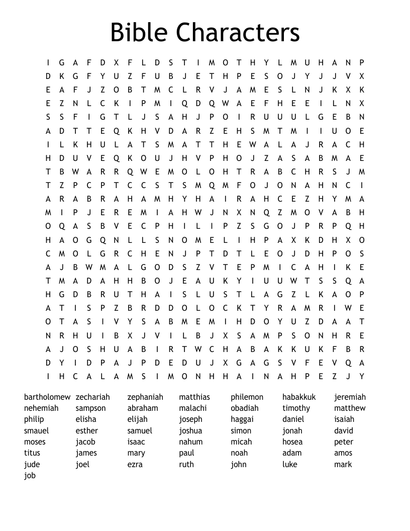 Bible Characters Word Search