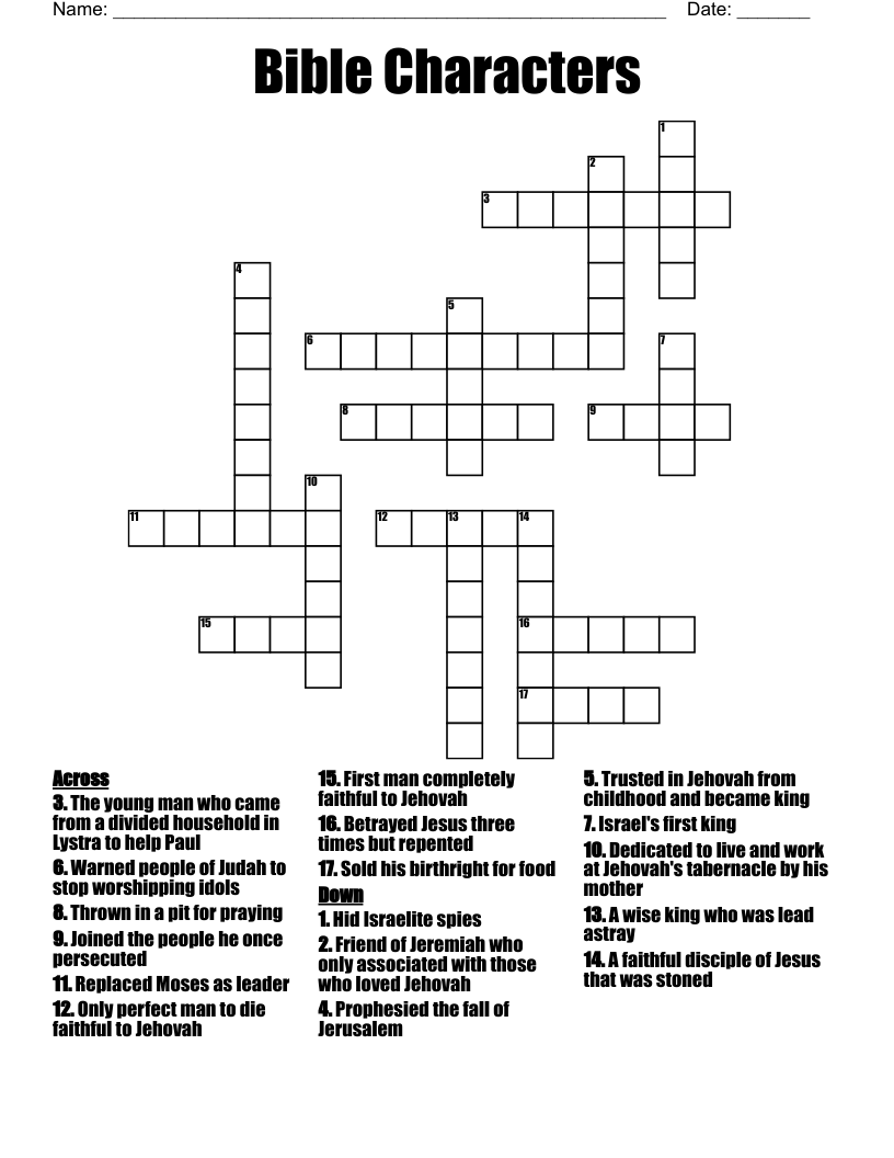 Bible Characters Crossword
