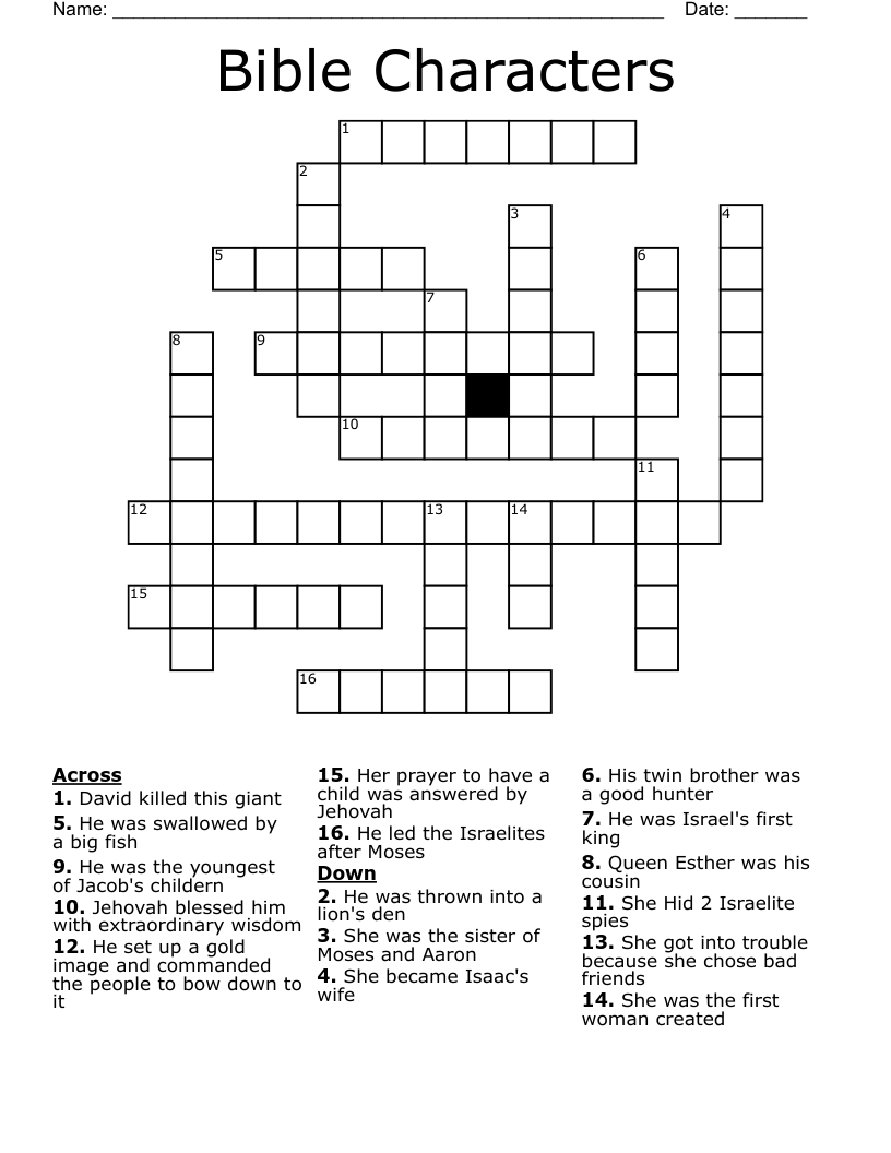 Bible Characters Crossword