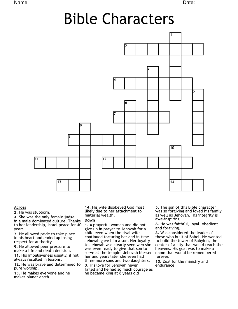 Bible Characters Crossword