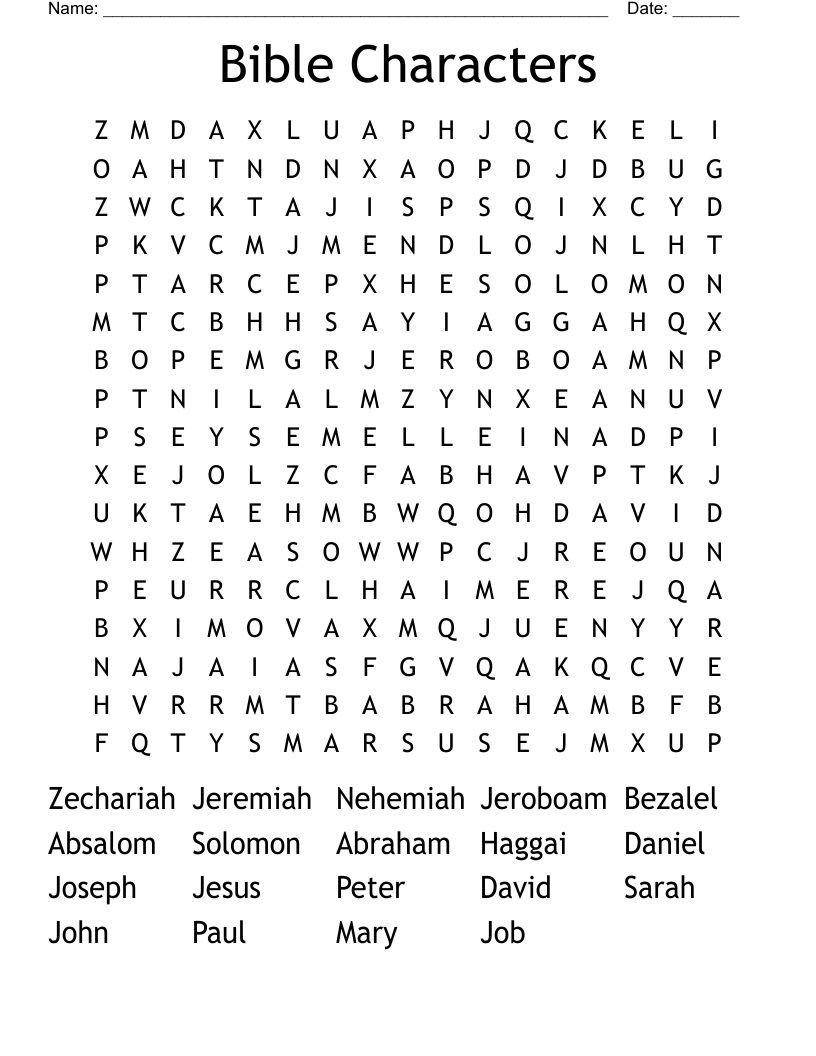 Bible Characters Word Search