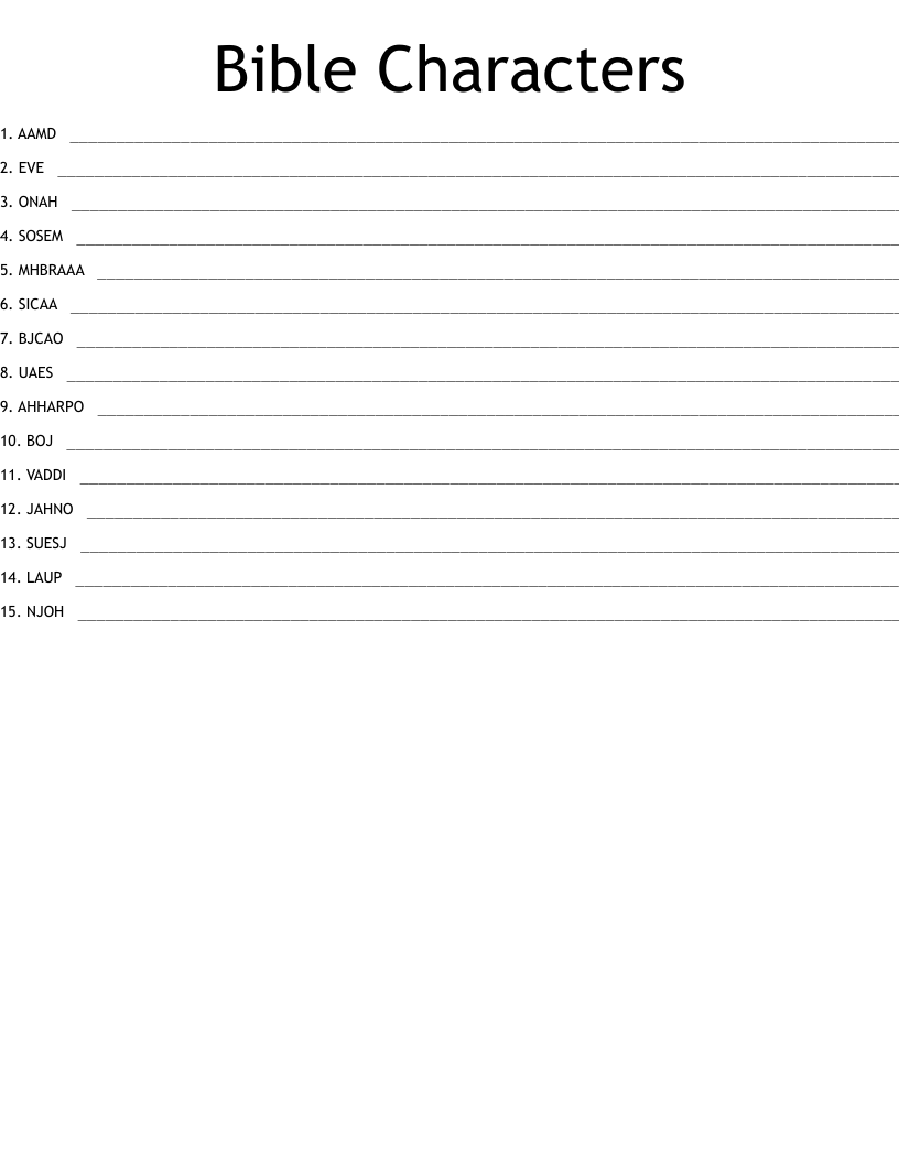 Bible Characters Word Scramble