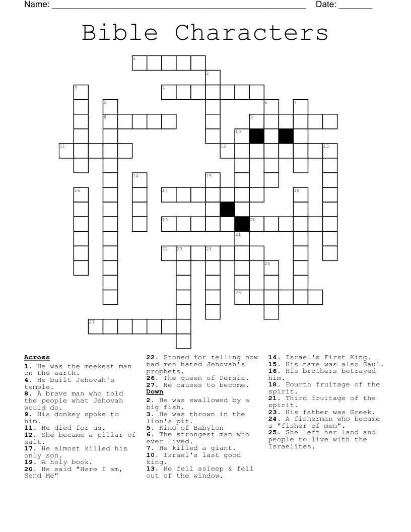 Bible Characters Crossword