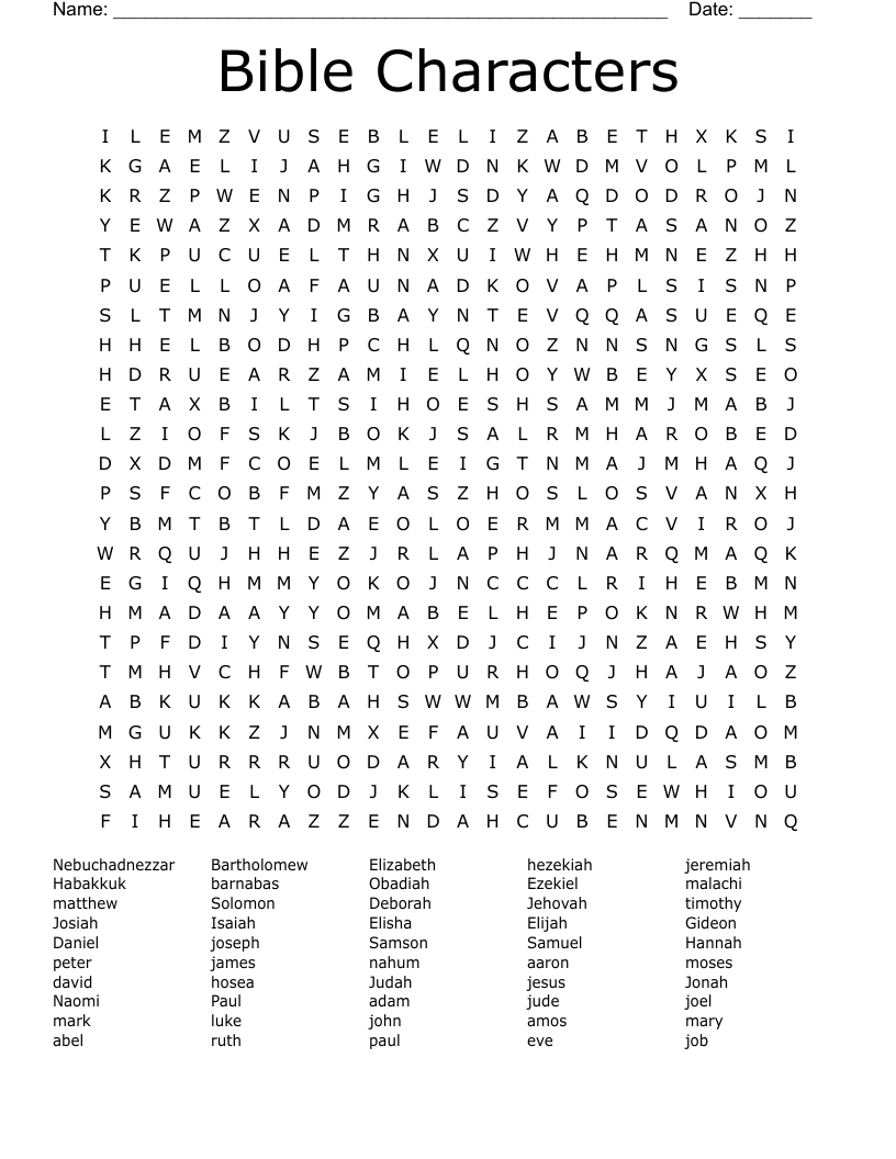 Bible Characters Word Search