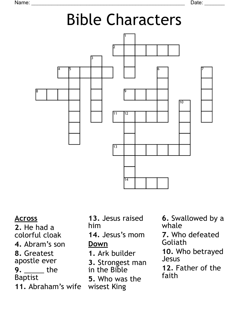 Bible Characters  Crossword