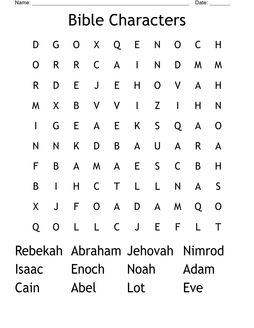 Bible Characters  Word Search