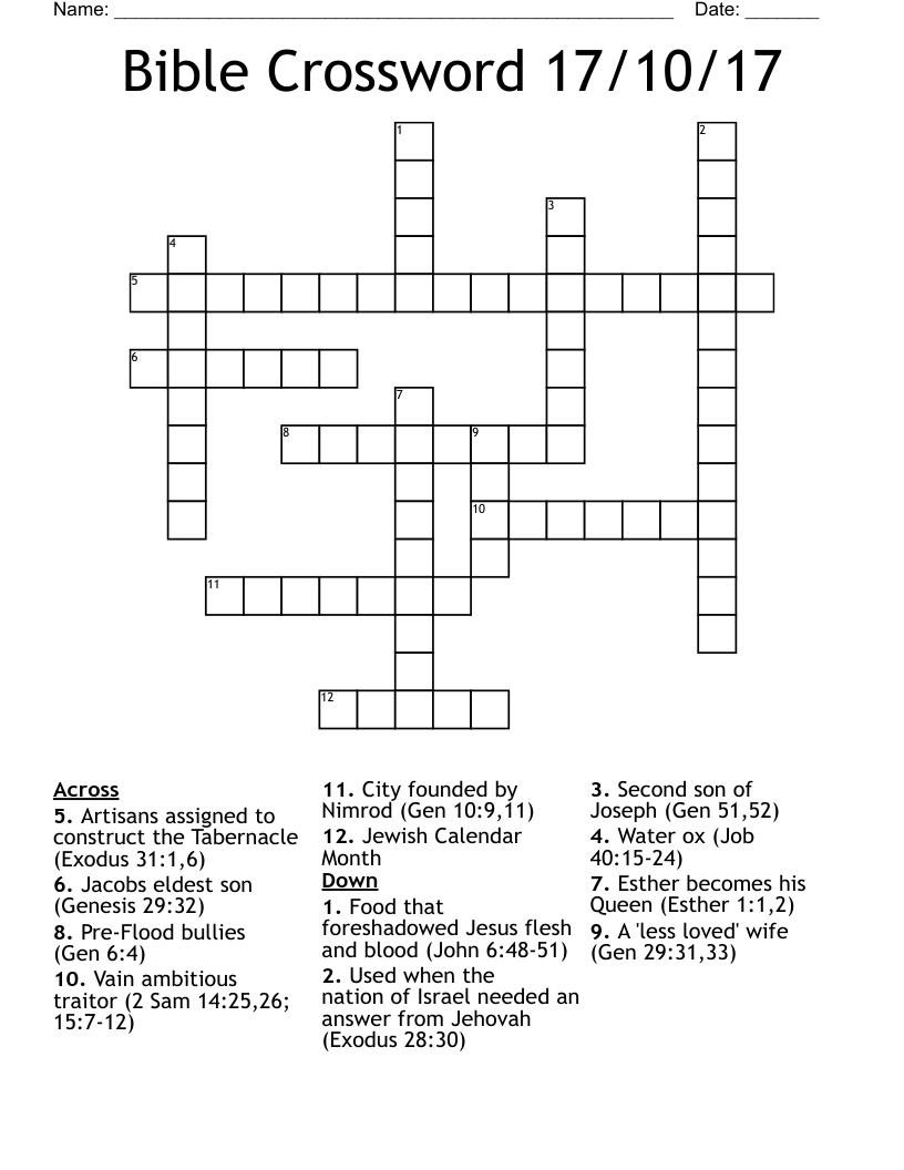 Bible Crossword 17/10/17
