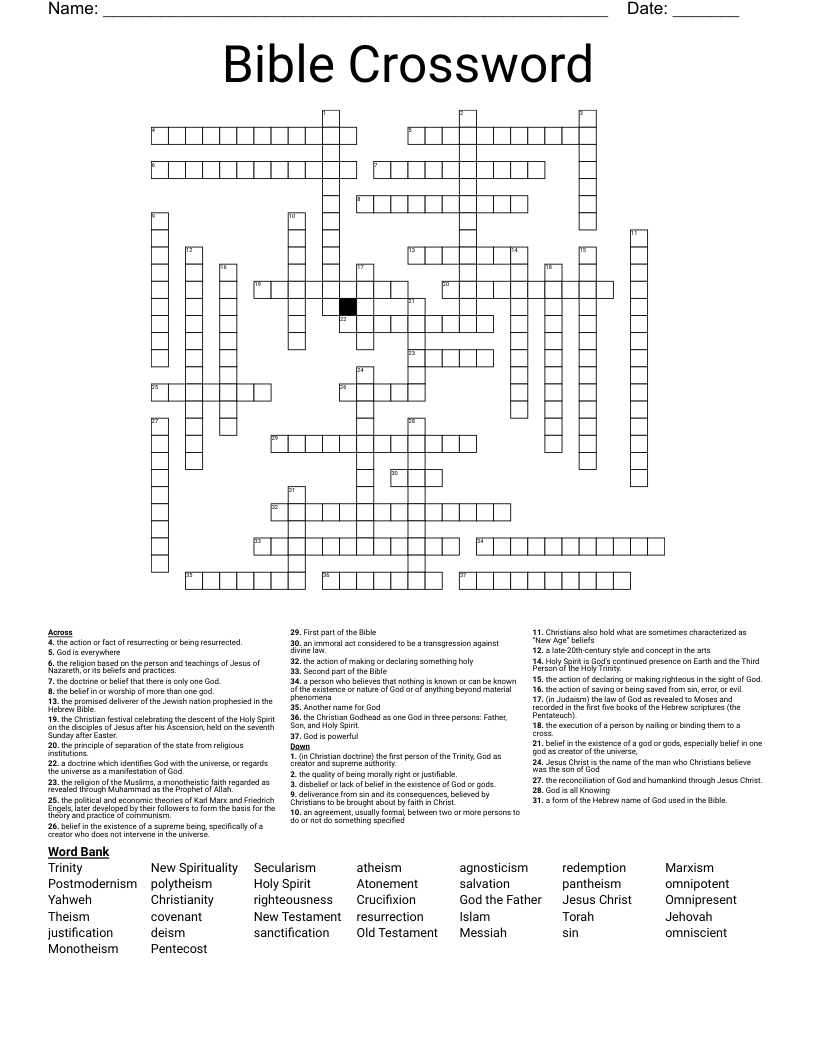 Bible Crossword